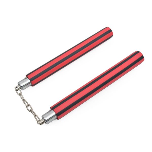 nunchaku mousse a chaine nir rouge raye