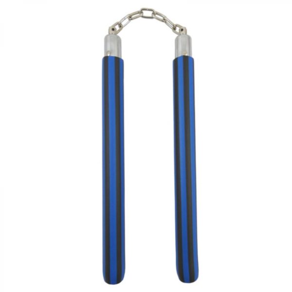 nunchaku mousse a chaine raye bleu noir 2