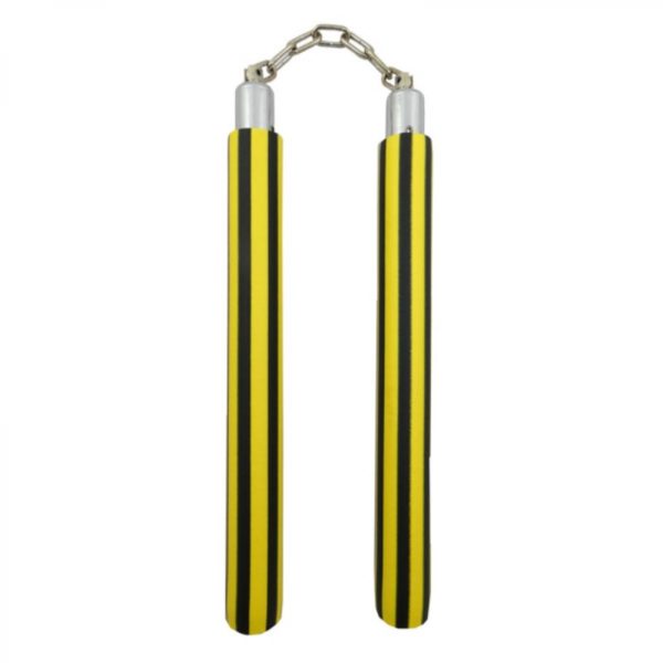 nunchaku mousse a chaine raye jaune noir