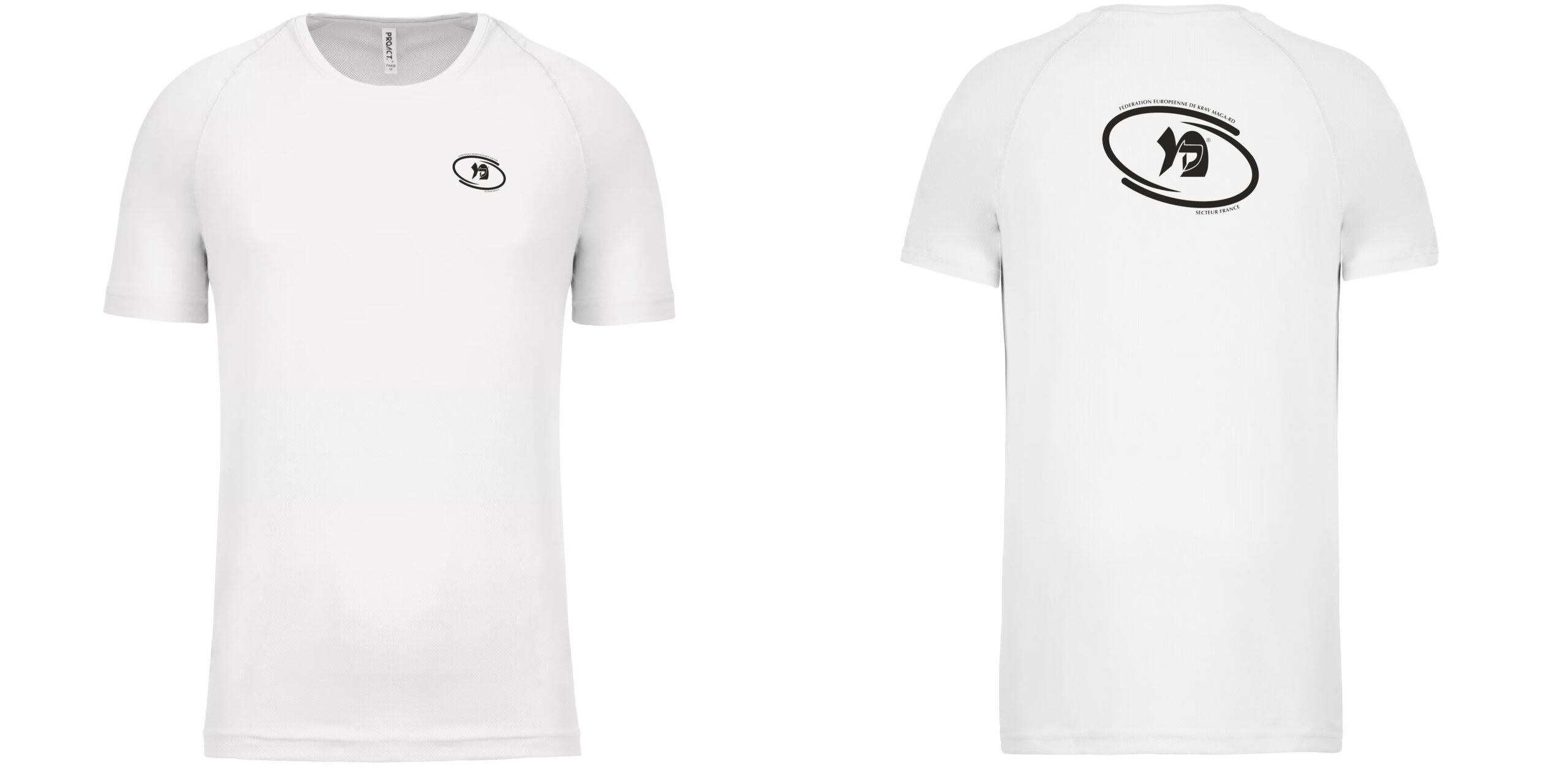 t shirt technique blanc avec logo fédé krav